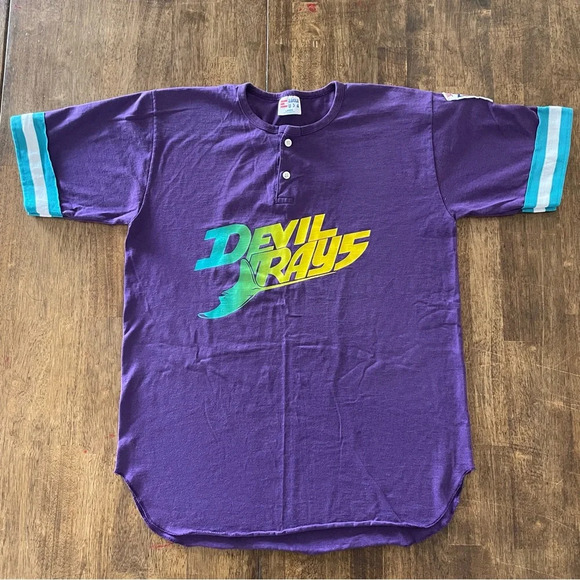 Eagle USA Other - Tampa Bay Devil Rays 90s Baseball Shirt Quarter Button Up Jersey Purple, Size L